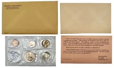 1962 United States Mint Silver Proof Set 5 Coins Total Original Envelope - Image 1 of 4