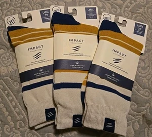 Lotto 3 Paia Calze Misto Canapa Nuove Collezione Impact Large Soft Crew Sock Unisex L - Foto 1 di 5