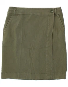 OASIS Womens Wrap Skirt US 10 Large W32 Khaki Cotton CJ34 - Picture 1 of 3