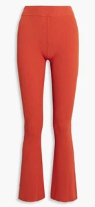 Le ORE Rimini High Waisted Ribbed-knit Flared Pants In Orange Slit Bottom sz XS - Picture 1 of 5