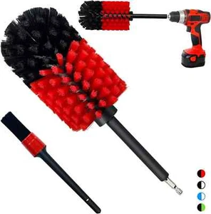 Felgenbürsten-Set, weiche Bohrer-Reinigungsbürste, keine Kratzer rot/schwarz, 2-teilig - Bild 1 von 7