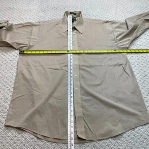 Cambridge Classics Button Down Shirt Mens 18 34/35 Beige Long Sleeve End on End - Picture 1 of 8