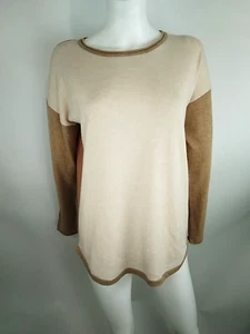 Smartwool Women Shadow Pine Colorblock Sweater Almond Heather Medium 16487-L32 - Picture 1 of 9