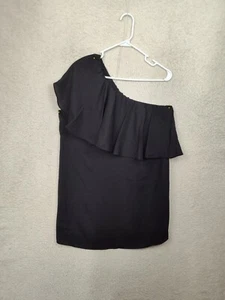 Boohoo Women Dress 12 Black Polyester One Shoulder Shift Mini - Picture 1 of 17