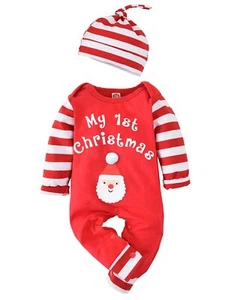 Infant Baby Boys Girls First Christmas Outfit Xmas Romper Santa Clothes My Re... - Picture 1 of 8