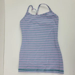 Ivivva Girls Size 8 Pink & Blue Racerback Tank Top Halter Striped - Picture 1 of 5