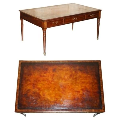 EXQUISITE ANTIQUE GEORGIAN IRISH 1780 RESTORED BROWN LEATHER WRITING TABLE DESK - Image 1 of 4