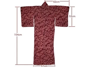 VTG Red Silk Kimono Shibori Tachibana Orange Blossom Design - Picture 1 of 5