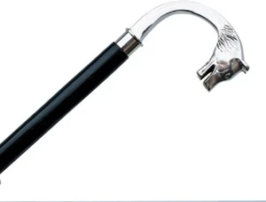 Wooden Brass Walking Stick with Black Shaft and Silver Handle - Ideal Halloween - Picture 1 of 5