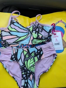 Justice Girls 2 Peice Bikini  Shorts Size 7/8 - Picture 1 of 3