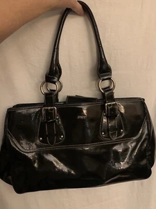 WOMEN'S DKNY FAUX LEATHER TOP HANDLE PURSE BLACK - Picture 1 of 5
