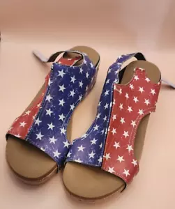 Americana Kork-Sandalen offene Zehenpartie - Größe 9 - Slipper Schnalle hinten - süß! - Bild 1 von 5