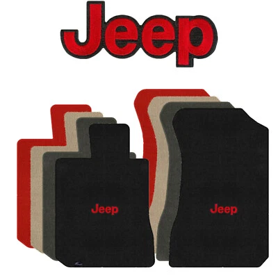 Alfombrillas delanteras Lloyd Velourtex para Jeep CJ5 '71-75 con logotipo Jeep rojo sobre negro Foto 1 de 4