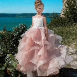 Wedding Flower Girl Dress GirlS Communion Party Prom Princess Pageant Bridesmaid - Picture 1 of 6