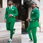Men Elegant Peak Lapel Suit Green Double Breasted Prom Dinner Suit Blazer Custom