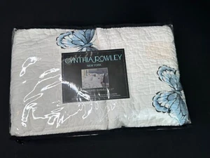 Cynthia Rowley 2 Standard Pillow Shams White Quilt with Blue Butterfly - Picture 1 of 7