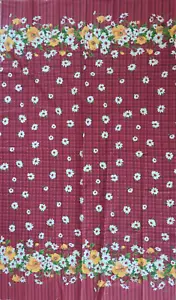 VTG The Kesslers Double Border Daisies Red Plaid Concord Fabric 58" wide x 2yds - Picture 1 of 6