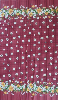 VTG The Kesslers Double Border Daisies Red Plaid Concord Fabric 58" wide x 2yds - Image 1 of 4