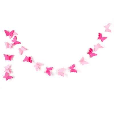 Guirnalda de Papel Boda Mariposa Colgante Fiesta Banner 3D Decoración Cumpleaños Bebé Foto 1 de 4