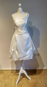 Brautkleid, kurz, Creme, Ivory, Elfenbein, Taft, Ballonrock, 1 Träger, Größe 38 - Bild 1 von 10