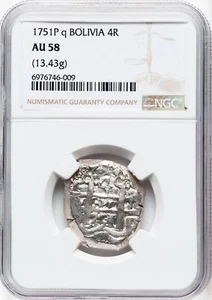 Bolivia 1751 P-q Ferdinand VI Cob 4 Reales - NGC AU58 TopPop - Picture 1 of 2