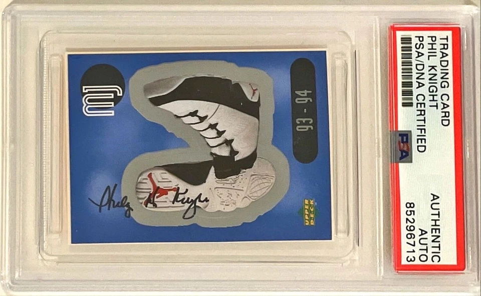 1998 UD Michael Jordan Shoes Phil Knight Nike Signed Auto Sticker #14 PSA/DNA - Image 1 of 1