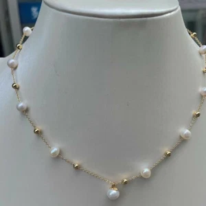 Stunning 18" AAA+ South Sea Natural White  Pearl Necklace 14k Gold P - Picture 1 of 5