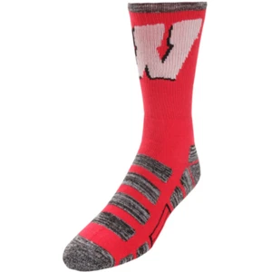 Wisconsin Badgers Red & Black Patches RMC Deuce Crew Socks - Picture 1 of 1