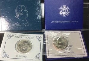 1982-S UNCIRC 90% SILVER Washington Commem Half & 1986 STATUE LIBERTY 1/2 DOLLAR - Picture 1 of 8