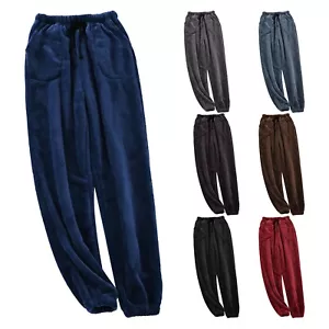 Womens Plush Fuzzy Pajama Pants Fleece Sleepwear Loungewear Trousers Pj Pants - Picture 1 of 45