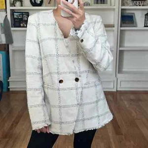 Ann Taylor Windowpane Tweed Blazer size 4 - Picture 1 of 11