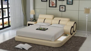 Wasserbett Hotel Doppel Bett Betten Komplett Lederbett Polsterbett Wasser LB8816 - Bild 1 von 12