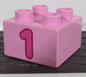 Lego Duplo Number 1 Pink Printed Block Piece 2X2 OEM - Picture 1 of 1