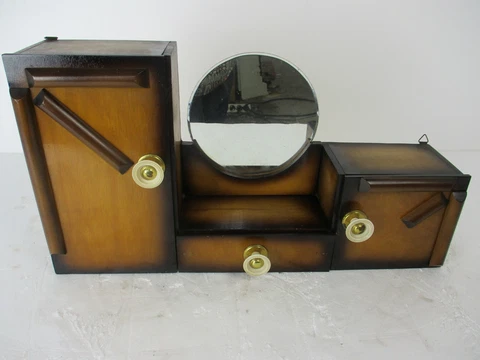 large Double Apothecary Bathroom Medicine Kitchen Cabinet Wood Art deco Gorgeous Cover