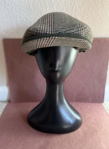 Vintage Original Tiroler Lodenmütze 100% grün/hellbraun kariert Schurwolle Fahrermütze - Bild 1 von 10