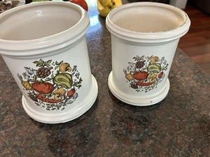 McCoy Pottery Spice Delight 2 Canisters Set No Lids #216 S, #216-M Utensil Hold - Picture 1 of 11
