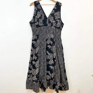 Jane Ashley Woman | Black White Floral Bohemian 100% Cotton Dress Size 2X - Picture 1 of 12