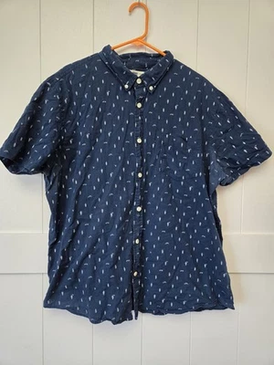 Urban Pipeline, Mens Short Sleeve, Navy Button Up With Bevers & Trees, XXL - Image 1 of 4