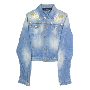 DSQUARED2 Womens Denim Jacket Blue Floral M - Picture 1 of 8