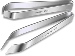 2 Pcs Fish Bone Tweezers, Pliers, Stainless Steel Flat and Silver - Picture 1 of 8
