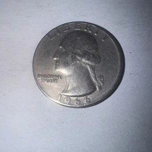 1966 Liberty Quarter Dollar US Coin No Mint Mark Liberty Rim Error Date Lg - Picture 1 of 2