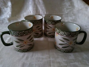 Temptations Tara OLD WORLD CONFETTI Floral 14oz Kaffeetassen Tassen Set 4 Grün - Bild 1 von 10