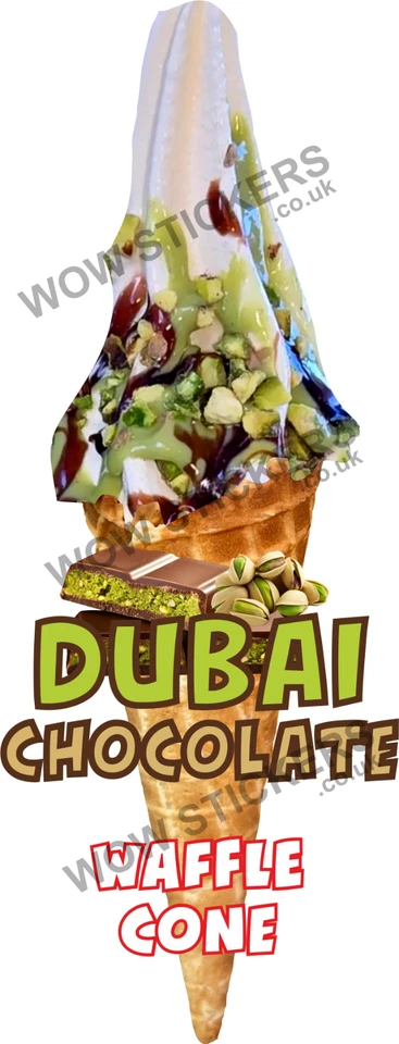 WOW Eiswagen Aufkleber Dubai Schokolade Waffelkegel Eis Sticker Decal