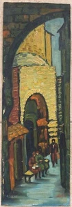 JUDAICA Painting of Jerusalem Signed N. Bik Oil CANVAS CARDBOARD - Picture 1 of 2