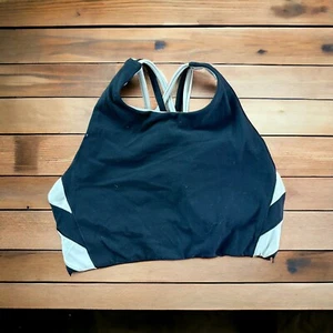 Sujetador Deportivo Athleta en Negro y Beige Oscuro Rayas Talla S Pullover Entrenamiento - Imagen 1 de 6