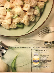 Anuncio impreso de receta de ensalada de patatas Hellmann's With Potato 1986 vintage  - Imagen 1 de 1