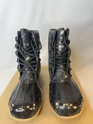 Botas de Lluvia Sugar Negro Brillo Para Mujer 7M Goma Impermeable Botín Pato Foto 1 de 4