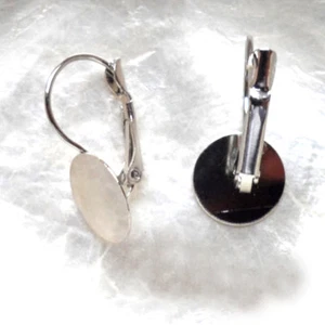 4 Boucles d'Oreilles DORMEUSE à Plateau 12mm (2paires - pour création collage) - Foto 1 di 4