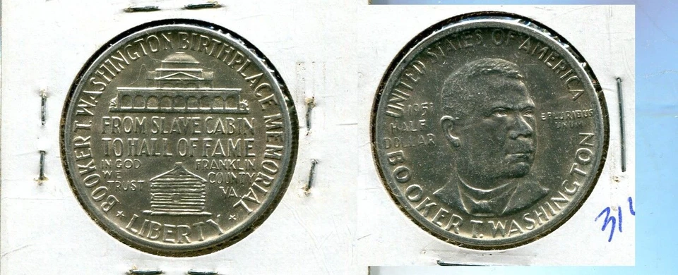 1951 P BOOKER T WASHINGTON COMMEMORATIVE SILVER HALF DOLLAR CH BU 3125S - Image 1 of 1