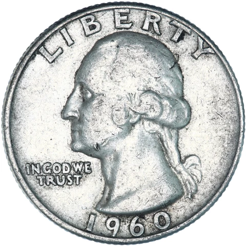 1960 (P) Washington Quarter 90% Silver Extra Fine XF Cover